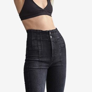 Free People High Waisted Black Jeans 25